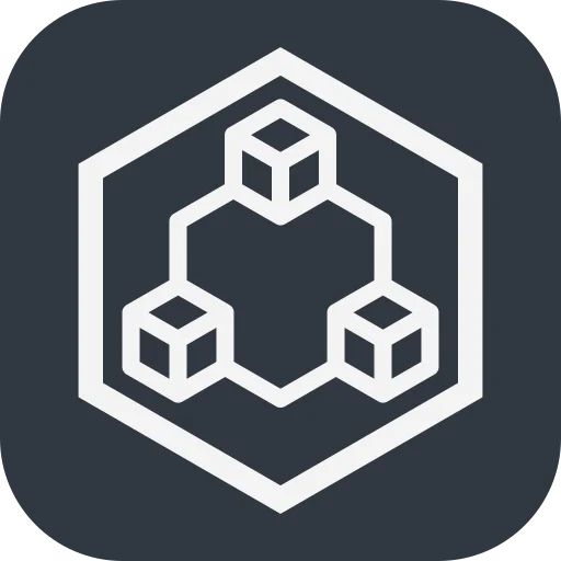 The cosmology.api logo, the cosmology-api organisation's mark: a near-white hexagon holding three linked cube outlines, on slate.