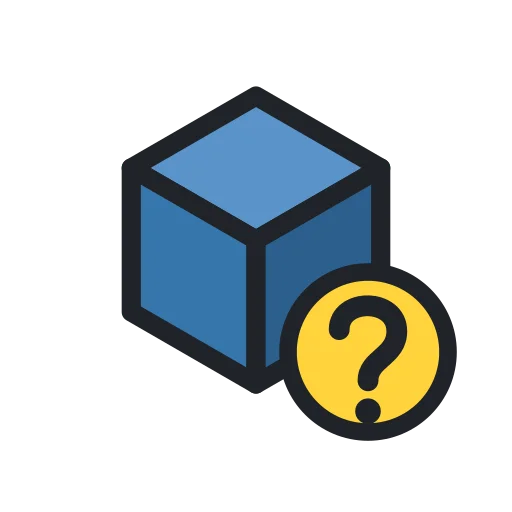 The optional_dependencies logo: a package, drawn as a blue isometric cube, with a yellow badge carrying a question mark.