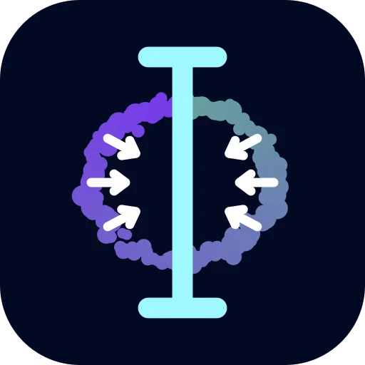 The potamides logo: a capital Phi, for the gravitational potential, its ring a stream of stars shaded teal into purple with three arrows a side pointing in, on a dark rounded square.